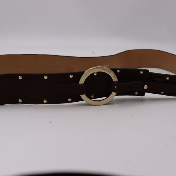 Vince Camuto Brown Suede Leather Belt Gold-Tone Circle Buckle - Picture 1 of 10